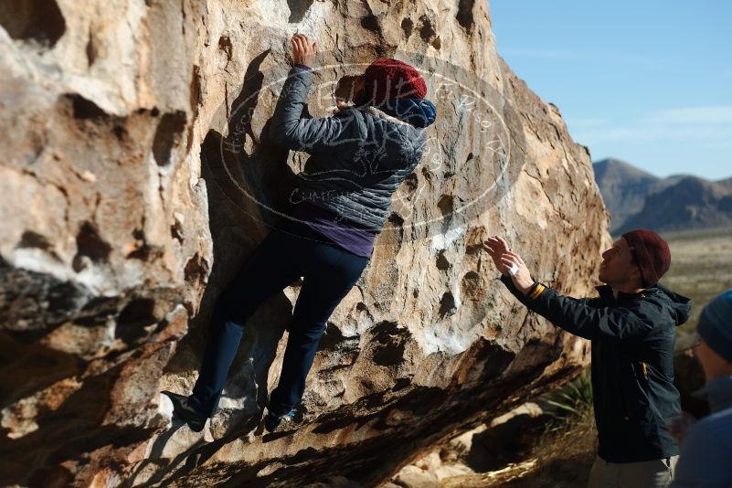 Bouldering in Hueco Tanks on 03/15/2019 with Blue Lizard Climbing and Yoga
Filename: SRM_20190315_0911490.jpg
Aperture: f/2.8
Shutter Speed: 1/2500
Body: Canon EOS-1D Mark II
Lens: Canon EF 50mm f/1.8 II