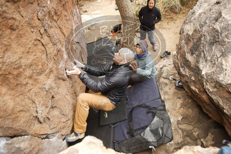 Bouldering in Hueco Tanks on 03/16/2019 with Blue Lizard Climbing and Yoga

Filename: SRM_20190316_1119410.jpg
Aperture: f/3.2
Shutter Speed: 1/160
Body: Canon EOS-1D Mark II
Lens: Canon EF 16-35mm f/2.8 L