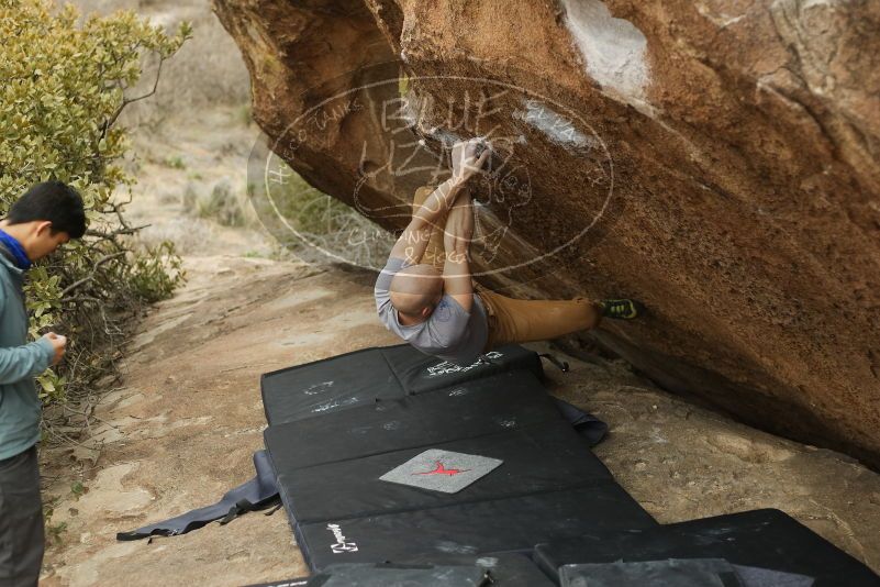 Bouldering in Hueco Tanks on 03/16/2019 with Blue Lizard Climbing and Yoga
Filename: SRM_20190316_1527530.jpg
Aperture: f/2.8
Shutter Speed: 1/500
Body: Canon EOS-1D Mark II
Lens: Canon EF 50mm f/1.8 II