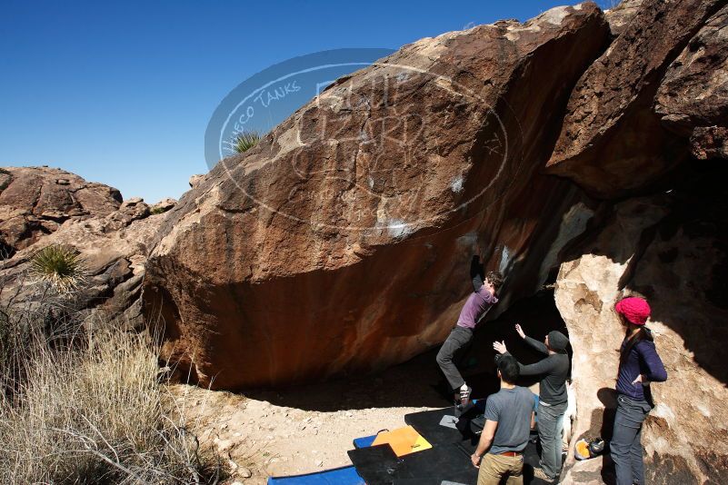 Bouldering in Hueco Tanks on 03/17/2019 with Blue Lizard Climbing and Yoga
Filename: SRM_20190317_1149060.jpg
Aperture: f/6.3
Shutter Speed: 1/250
Body: Canon EOS-1D Mark II
Lens: Canon EF 16-35mm f/2.8 L