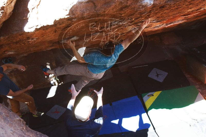 Bouldering in Hueco Tanks on 03/17/2019 with Blue Lizard Climbing and Yoga
Filename: SRM_20190317_1244500.jpg
Aperture: f/5.6
Shutter Speed: 1/320
Body: Canon EOS-1D Mark II
Lens: Canon EF 16-35mm f/2.8 L