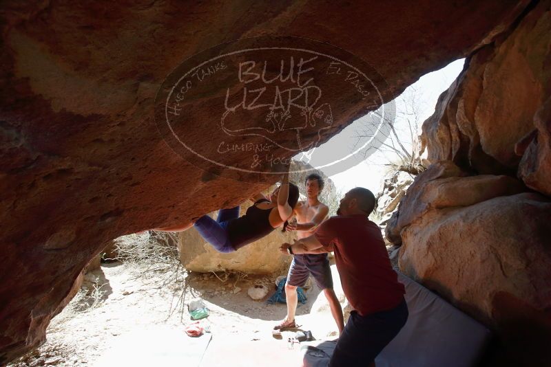 Bouldering in Hueco Tanks on 03/29/2019 with Blue Lizard Climbing and Yoga
Filename: SRM_20190329_1227340.jpg
Aperture: f/5.6
Shutter Speed: 1/500
Body: Canon EOS-1D Mark II
Lens: Canon EF 16-35mm f/2.8 L
