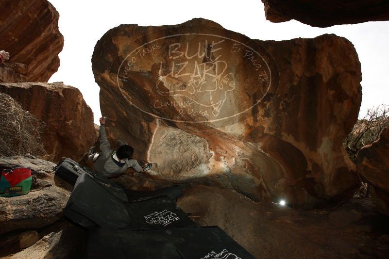 Bouldering in Hueco Tanks on 03/30/2019 with Blue Lizard Climbing and Yoga

Filename: SRM_20190330_1353590.jpg
Aperture: f/5.6
Shutter Speed: 1/250
Body: Canon EOS-1D Mark II
Lens: Canon EF 16-35mm f/2.8 L