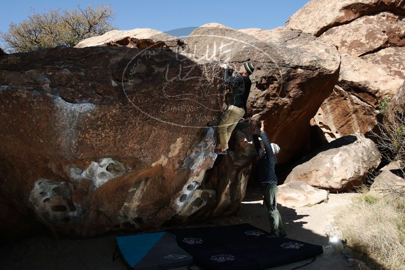 Bouldering in Hueco Tanks on 03/31/2019 with Blue Lizard Climbing and Yoga

Filename: SRM_20190331_1035420.jpg
Aperture: f/6.3
Shutter Speed: 1/250
Body: Canon EOS-1D Mark II
Lens: Canon EF 16-35mm f/2.8 L