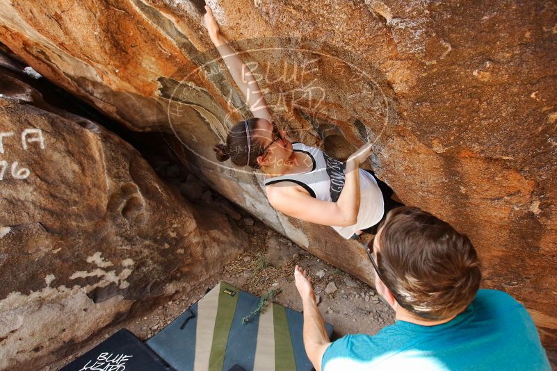 Bouldering in Hueco Tanks on 04/13/2019 with Blue Lizard Climbing and Yoga
Filename: SRM_20190413_1041591.jpg
Aperture: f/5.0
Shutter Speed: 1/200
Body: Canon EOS-1D Mark II
Lens: Canon EF 16-35mm f/2.8 L